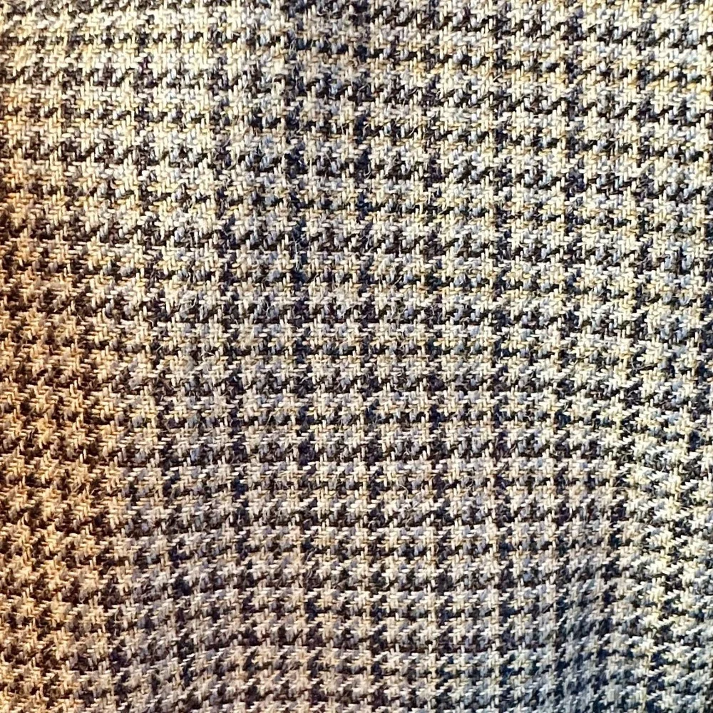 A Fezza Beige Houndstooth Tan Silk Wool 2-Button Blazer 44L Sport Coat Jacket‎